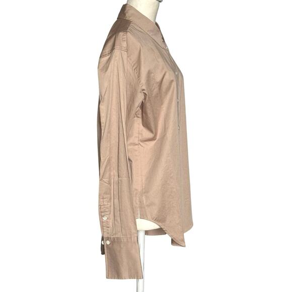 FRAME The Standard Long Sleeve Button Down Shirt In Cafe Au Lait Tan Small - Picture 4 of 9